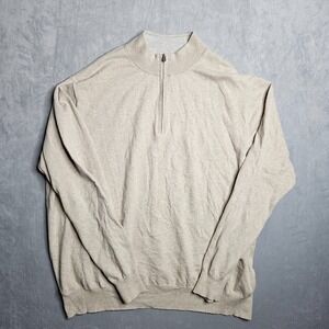 Peter Millar Crown Soft Sweater Mens XXL Tan 1/4 Zip Cotton Nylon Silk Cashmere